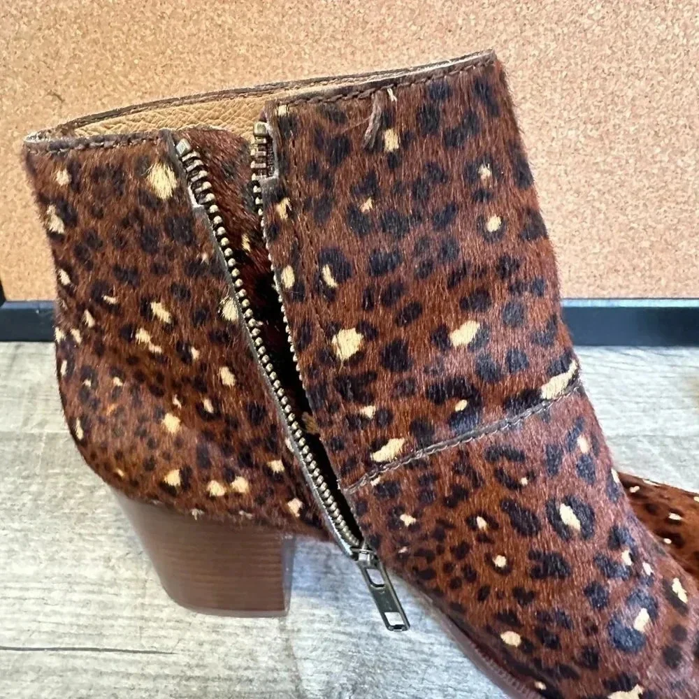 MADEWELL The Rosie Ankle Boot in Rich Brown Leopard Calf Hair size 8.5